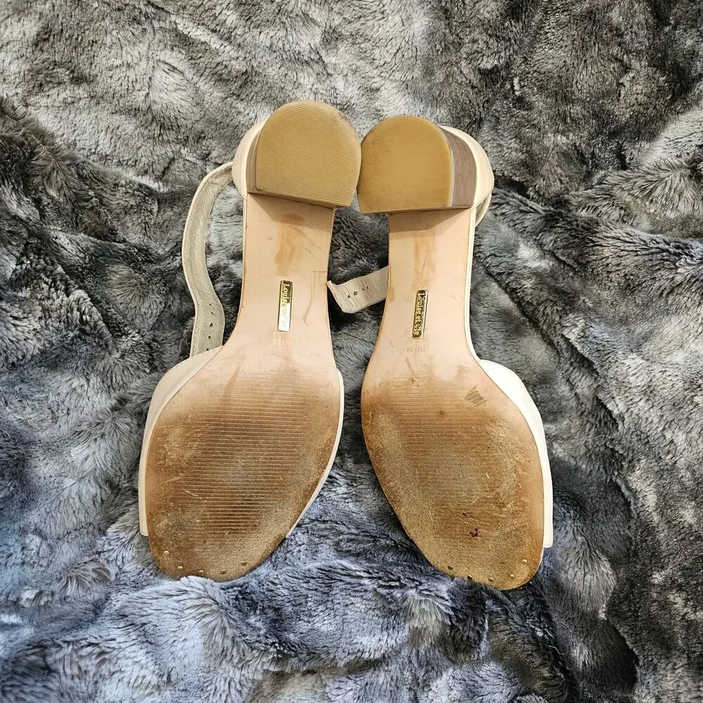 Louise et Cie Karisa Cream Leather Strappy Chunky Heels Size 9